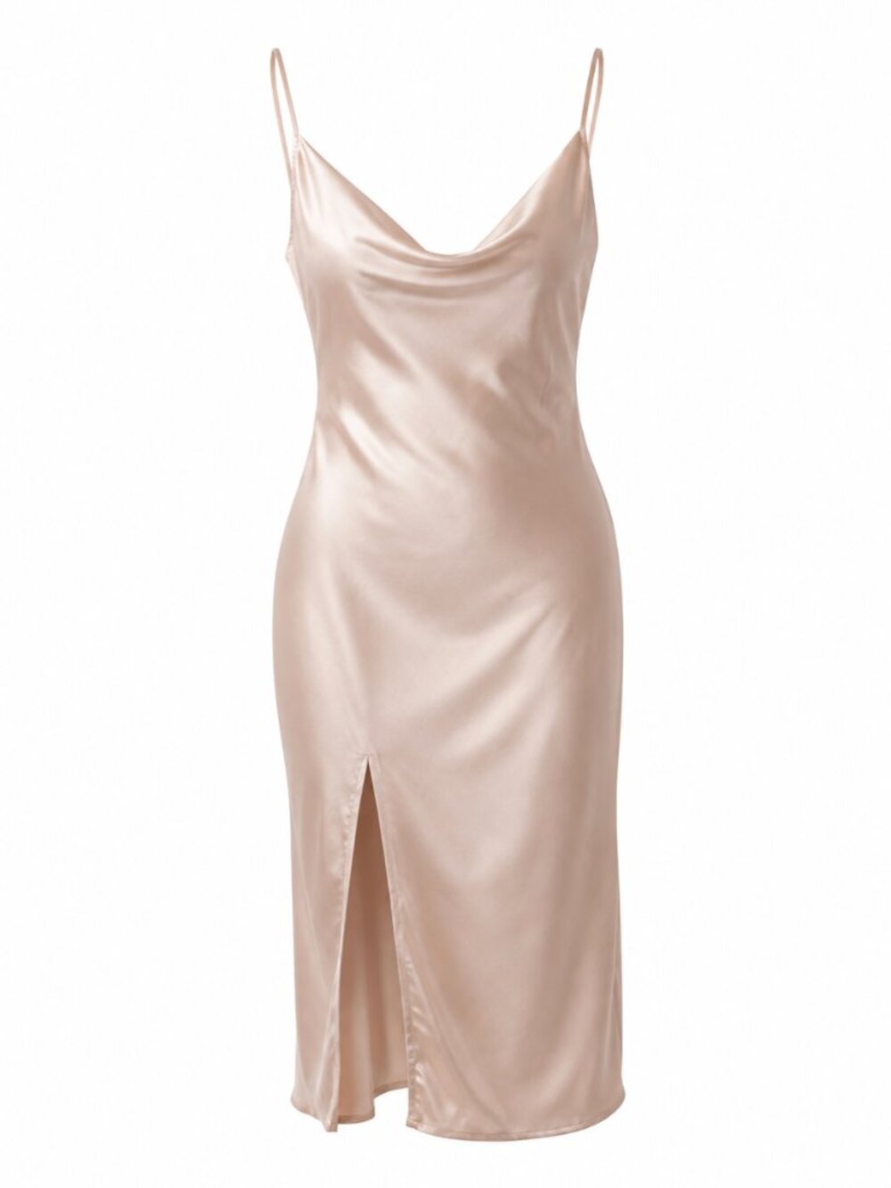 💕 FREE WITH PURCHASE 💕 | PrettyLittleThing Champagne Cowl Neck Midi Dress Size